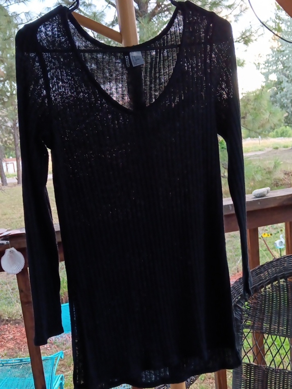 H&M Black Long Sleeve Ribbed Knit Dress